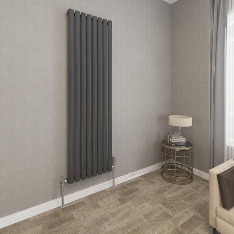 1600x472mm Anthracite Single Oval Column Radiator Vertical Modern Central Heating Radiators
