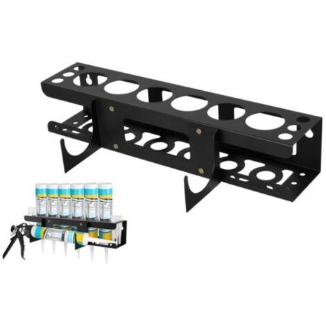 Support pour pistolet à calfeutrer avec base de nivellement - Organiseur pour fourgonnette et espace de travail - Support mural universel - 6 tubes et buses de calfeutrage