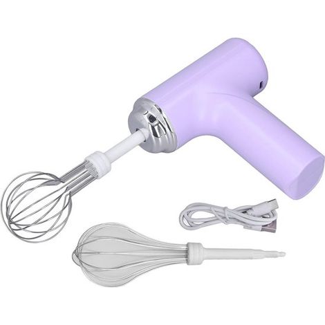 Frullatore elettrico a immersione - Frusta da cucina - Mescola rapidamente gli ingredienti - 3 velocità regolabili - Compatto e leggero - Viola (1/5)