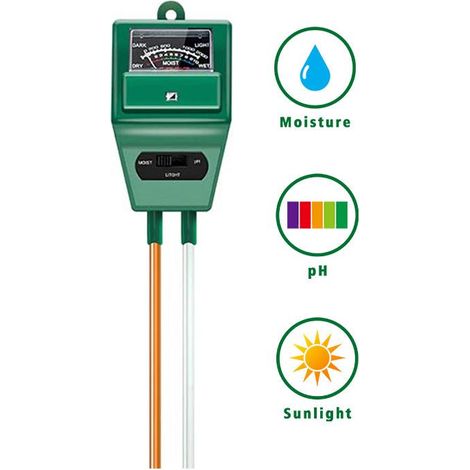 Ph-Mètre De Sol, Kit D'outils De Jardin 3 En 1 Testeur D'humidité/Lumière/Ph Du Sol, Parfait Pour Le Jardin, La Pelouse, La Ferme (Vert) (1/4)