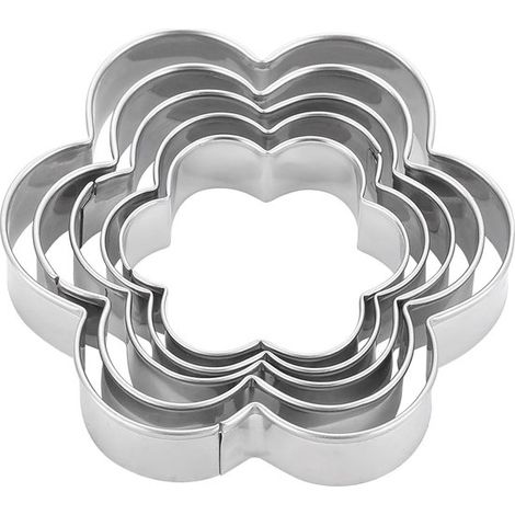 Set di 5 tagliabiscotti a forma di fiore, stampi da forno, accessori per la cottura di alimenti per bambini, tagliabiscotti, stampi per sandwich e biscotti in acciaio inossidabile per bambini, robusti (1/5)