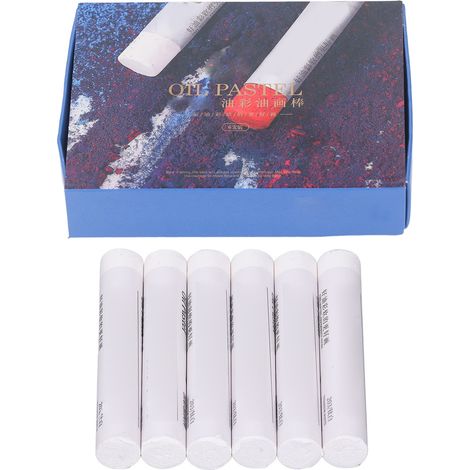 Lot de 6 pastels à l'huile blancs, texture unique, sûrs, non toxiques et lisses, kit de dessin pour artistes étudiants et enfants. (1/5)
