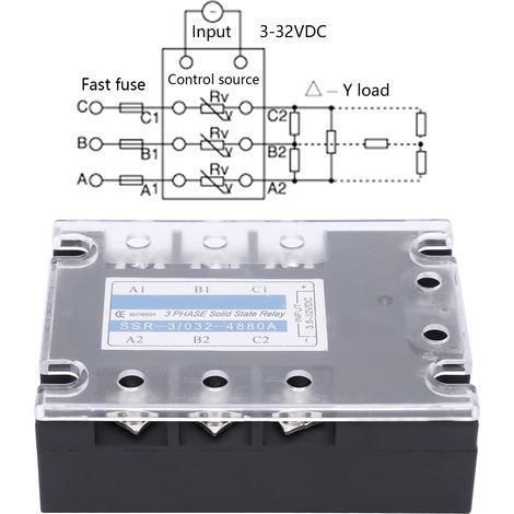 Three-phase solid-state relay SSR3, 480V AC/DC for distribution control equipment (1/5)