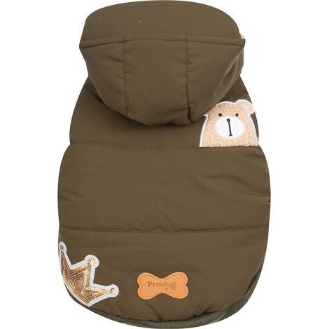 Veste matelassée Chaude pour Chien, Veste de Confort Petite Taille Moyenne 35 cm, Fermeture réglable à Clip, Capuche Amovible et Trou pour Laisse. Doté d'un Bouton Ferme Capuchon