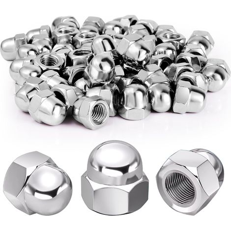 100 Pièces Écrou Borgne M8 Hexagonal Inox, DIN 1587 Inoxydable A2 Cache Avec Boîte de Rangement Pour Vis Boulons (1/5)