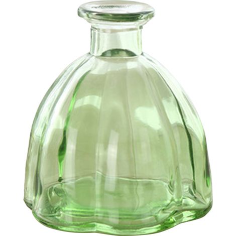 Vase Diffuseur [Flacon Vide] en Verre Ø10x11cm pour Fleurs, Aromathérapie et Décor - 260g (Transparent, Gris, Vert, Bleu, Jaune) (1/5)
