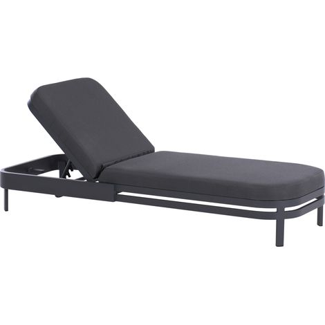 Tumbona moderna de jardín reclinable estructura de aluminio acolchada gris grafito Nettuno (1/5)