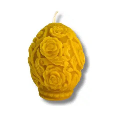 Candela a forma di uovo di Pasqua (motivo floreale) 100% cera d'api