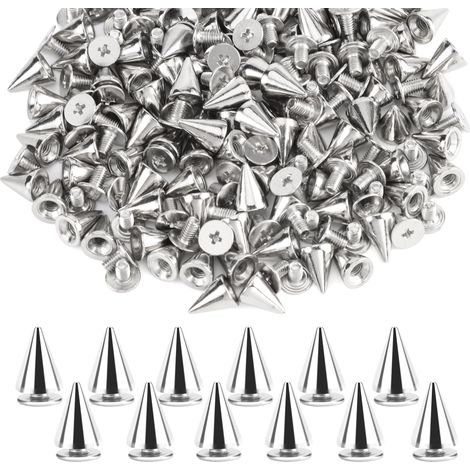 200pcs ivet Punk, ivets Style Punk Cône DIY, Clous Metal Bullet Stud Spike pou Sacs Vêtements Cui Caft épaation de Décoation(Agent)