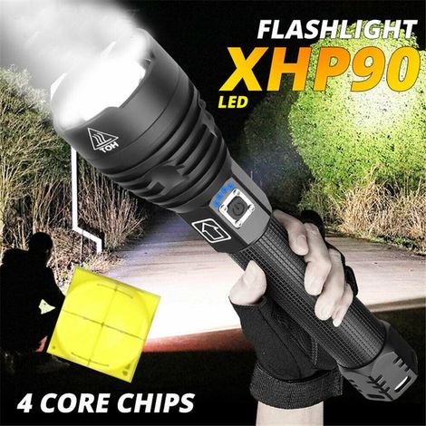 BEBUSINGOTO Linterna LED USB con zoom XHP90 de 990.000 lúmenes (1/5)