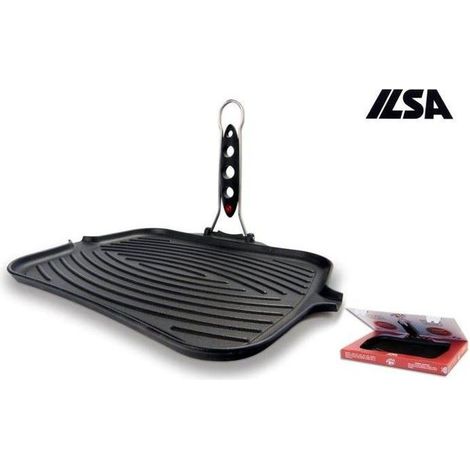 Ilsa 02450280GBS Dietella Go Bistecchiera Rettangolare Maxi Ghisa Smaltata Indicatore Termico 28x36 cm colore Nero