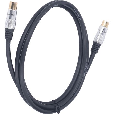 Câble coaxial RG59U triple blindage de 1,5 m (5 pieds) avec connecteurs mâles et femelles de 9,5 mm pour récepteurs satellite (1/5)