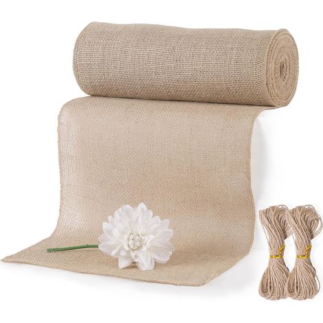 Chemin de Table Jute Naturel, 30cm x 4.57m Rouleau de Toile de Jute , Vintage Chemin Lavable Coupable sur Mesure Idéal pour Mariage, Fête, Anniversaire, Décoration Rustique & DIY (1/5)