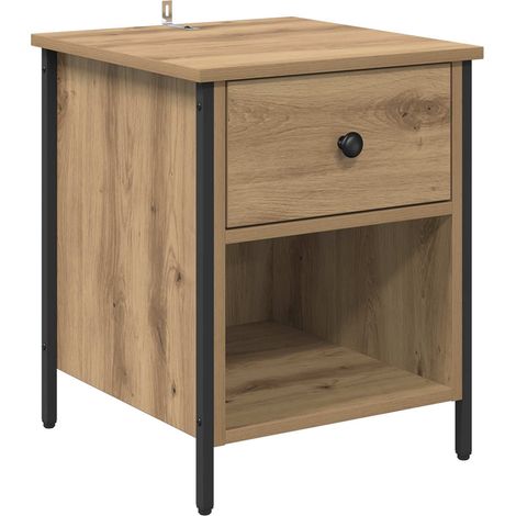 Maison Exclusive - Armario de Noche con cajón Roble artesanal 40