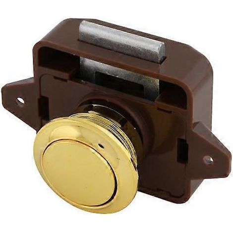 Loquet de meuble à bouton-poussoir pour camping-car, caravane (marron doré) (1/4)