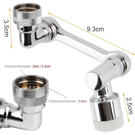 Robinet anti-éclaboussures avec pommeau de douche rotatif à 1080°, rallonge et aérateur pour robinet d'évier (1/5)