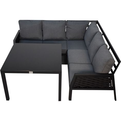 Gartenmöbel Garten lounge ARIANA schwarz 3-Teilig mit Kissen Garten Terrasse Balkon Wetterbeständig (1/2)