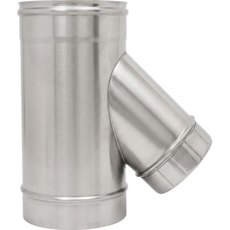 MAKA Raccordo a T 135° Ridotto per Canna Fumaria in Acciaio Inox, Braga con Codolo Ridotto per Stufa a Pellet AISI 316 Ø 200, codolo Ø 80 (1/5)