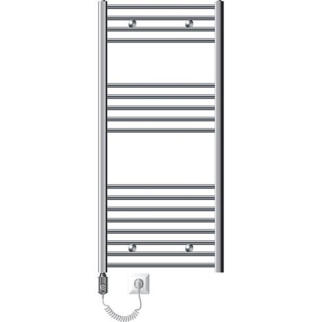 ECD Germany Radiatore Scaldasalviette Elettrico 900W Termoarredo da Bagno Moderno in Acciaio Cromato - 600 x 1200 mm - Curvo con Attacco Laterale - Scaldasalviette Asciugabiancheria 600x1200 mm 900W (1/5)