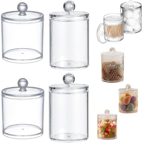 Boîtes de rangement transparentes lot de 4 - bacs avec couvercle pour cotons-tiges et bonbons (1/4)