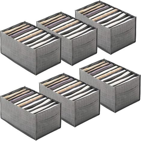 Organizador de cajones de 6 piezas para ropa – Caja de almacenamiento plegable de tela no tejida – 9 compartimentos 44x25x20cm – Para vaqueros y jerséis (1/5)