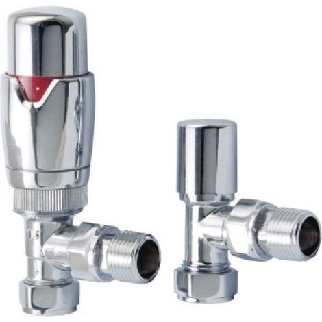 Orbit Designer Thermostatic Angled Radiator Valves Pair - Chrome