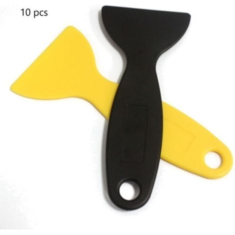 10pcs Petit grattoir pour film de téléphone portable, outil de grattoir pour film de voiture, spatule en plastique, nettoyage petit couteau à neige, petit couteau à mastic-jaune et noir (1/4)