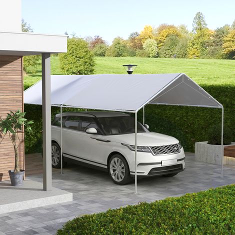 Housse de rechange 6x3 m en PE blanc anti-UV pour carport auto avec cordes élastiques