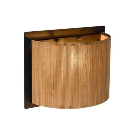 Applique Lucide Magius rattan/nero E27 1 luce 40W dimmerabile