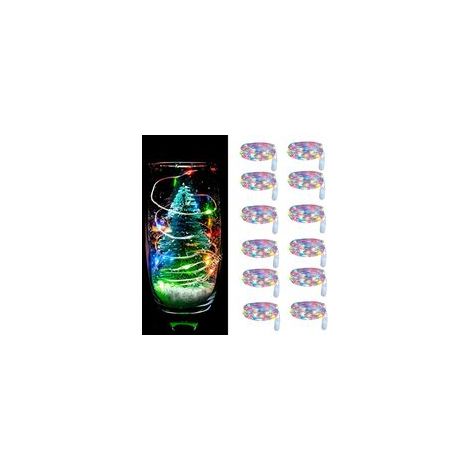 Lot de 12 Guirlande Lumineuse Coloré, 2m 20 LEDs Guirlandes Lumineuses LED, Mini Guirlande LED étanche pour Mariage, Noël, Chambre Guirlande Lumineuse (1/5)
