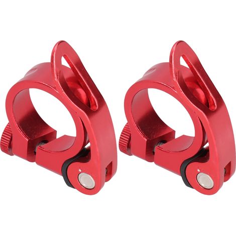 2 Pièces Collier de Serrage Rapide 31.8mm pour Tige de Selle Vélo 27.2mm, Rouge (1/5)