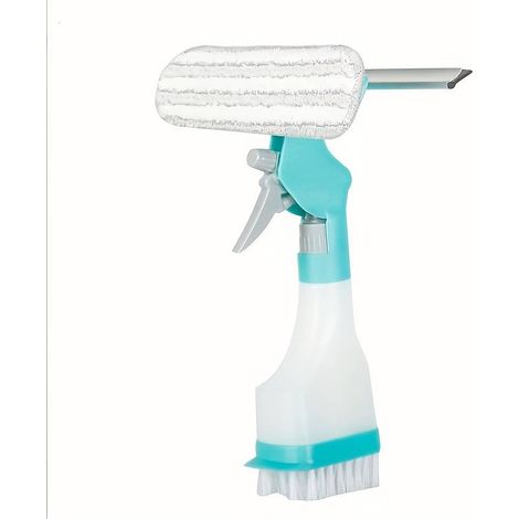 Limpiaparabrisas 4 en 1 con pulverizador, cepillo multifuncional para limpiar ventanas con escobilla de goma y cepillo para fregar, herramientas de limpieza.