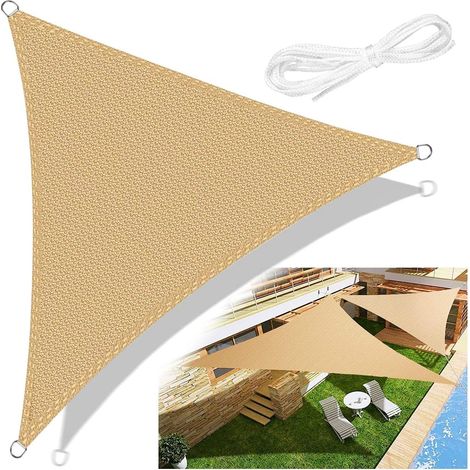 1 Voile d'ombrage triangulaire, PEHD 185g/m², protection UV 90%, respirant, pour terrasse, jardin, piscine (1/4)
