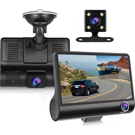 UlisemDash Cam - Mise à niveau de 3 caméras pour caméra de voiture, caméra avant, caméra arrière, enregistrement en boucle dans la voiture G-Sensor Dash Cam (1/4)