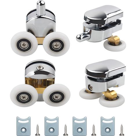 Juego de 4 rodillos de repuesto para puertas correderas de ducha de 23 mm, para puertas de ducha de cristal de 4-6 mm, accesorios para cabinas de ducha (23 mm). (1/5)