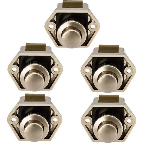 Lot de 5 Bouton Poussoir Loquet pour Camping-Car - Fermeture Porte Placard RV Caravane (1/5)