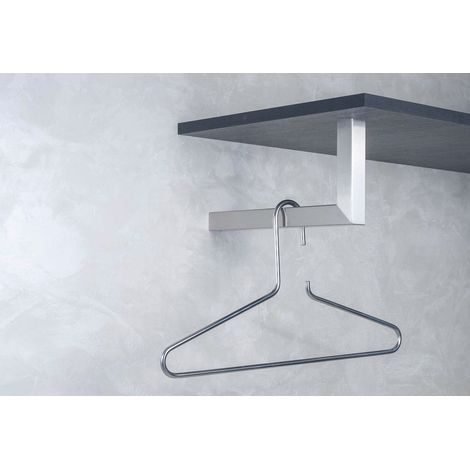Simausrom Kleiderstange L Form Luna - Kleiderstange für Hutablage - Garderobenstange L Form 300x150mm, Edelstahl gebürstet (1/2)
