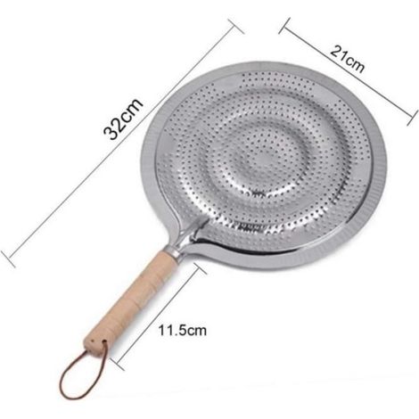 Plaque de diffuseur de chaleur pour cuisinière à gaz ou cuisinière électrique,plaque de mijotage avec poignée en bois,plaque-21cm (1/4)