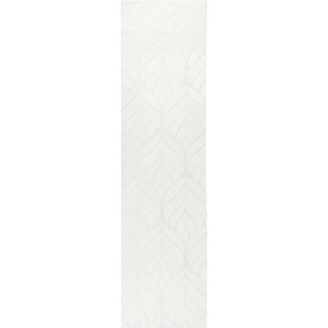 Alfombra de pelo sintético de conejo peluda con motivo de hojas 80 x 300 cm blanco crema Mitchell (1/5)