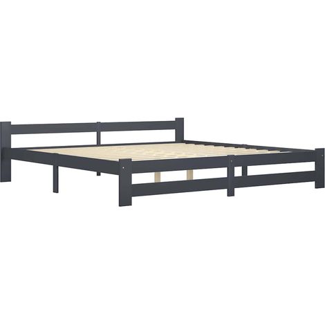 Maison Exclusive - Rám postele bez matrace Tmavě šedý masiv borovice 200x200 cm (1/5)