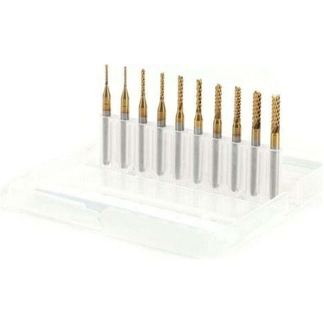10 Stück Hartmetall-Schaftfräser zum Gravieren, Schnitzen, Bohren und Fräsen (1-3 mm) (1/4)