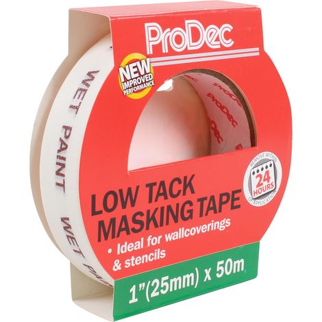 ProDec PLTT25 - Nastro adesivo per pittori a bassa aderenza per superfici delicate, per dipingere e decorare interni, compatibile con tutte le vernici, larghezza 25 mm, crema (1/5)