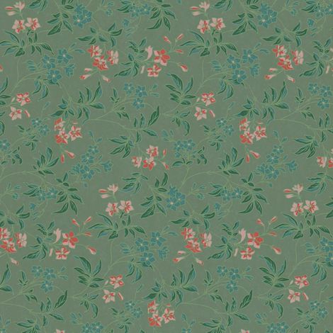 Blumen Tapete Profhome 390631 Vliestapete glatt mit floralen Ornamenten matt grün rot-orange rosa blau-grün 5,33 m2
