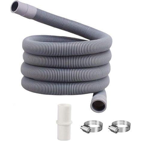 2 pieces Tuyau de Machine à Laver, Flexible D'évacuation Universel, Compris Support et Colliers de Serrage, Rallonge de Tuyau de Vidange pour Tuyau, pour Machine à laver et lave-Vaisselle (2M)