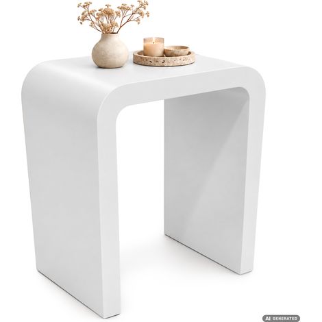 Beistelltisch CREMA Weiß 40 cm abgerundet 40x30x50 cm (1/5)
