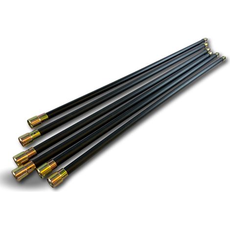 Kibros – Canne de ramonage pro pleine contre vissante Ø 20 mm – Embout acier fileté M12 – Longueur 2 m – Lot de 6 – Flexible pour conduits courbés