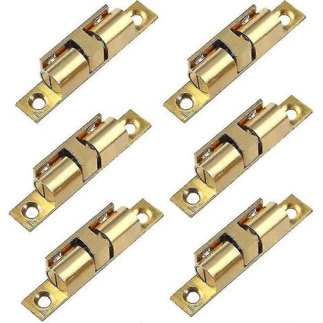 Lot de 6 loquets à double bille, loquets de porte en laiton massif, loquet à tension à double bille pour porte de placard, pour loquet de meuble Jiu (1/4)
