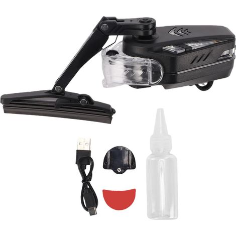 Motorcycle Helmet Wiper made of ABS material, 175° wide rotation, Type-C charging, 1200 mAh battery with fluid front lights, safety lights, adjustable intervals (1/5)