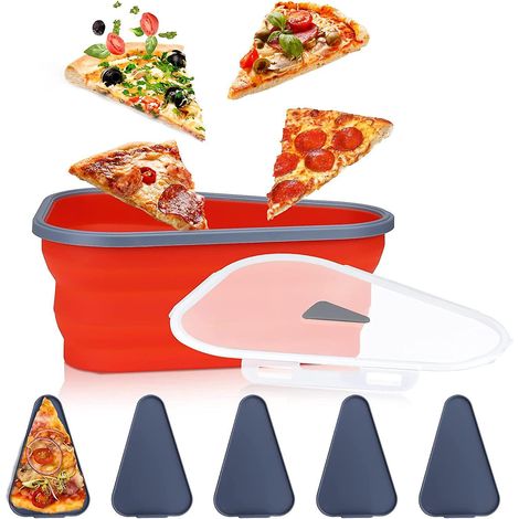 pizza Storage Container Expandable,pizza Container With 5 Microwavable Serving Trays,adjustable Pizza Slice Container,reusable Pizza Box To Organi