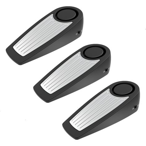 Butée de porte avec alarme pour maisons, chambres et hôtels, 130 dB, facile à installer, butée de sol fiable et portable, pack de 3, noir. (1/5)